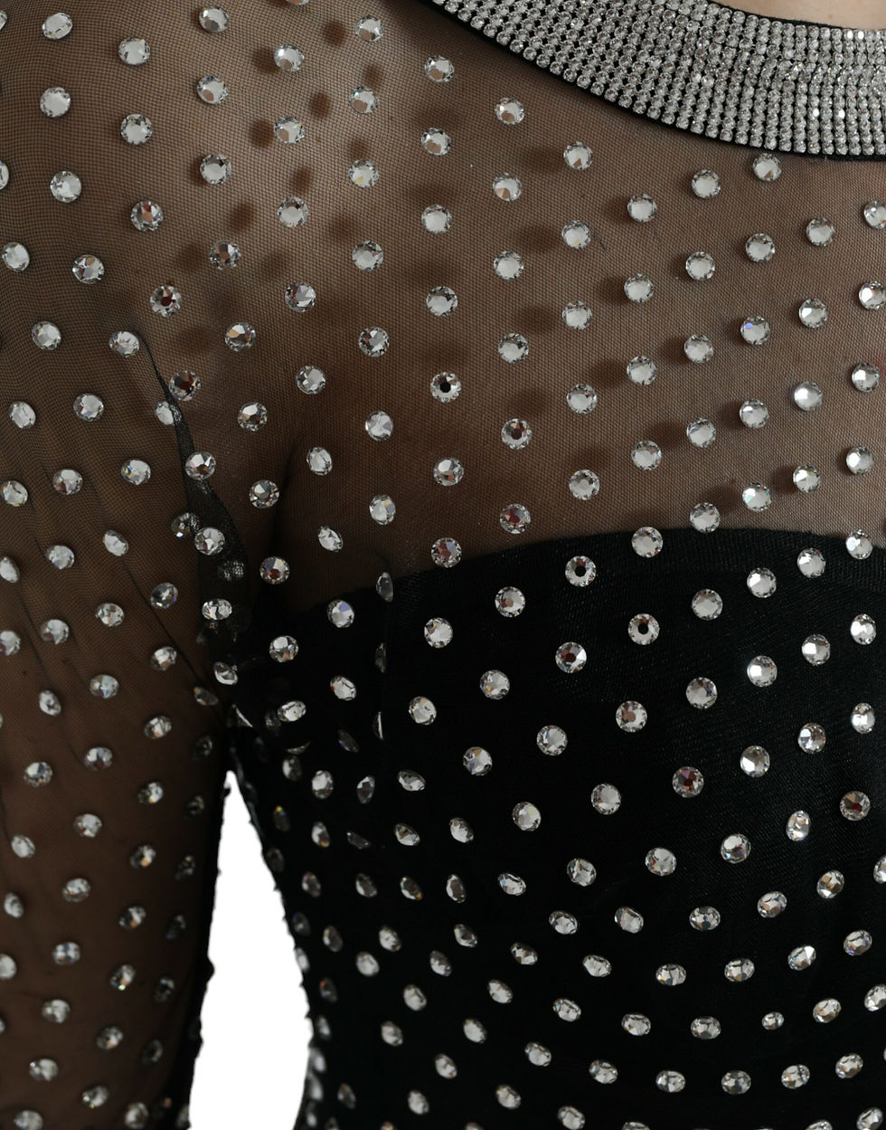 Thumbnail: Elegant Crystal-Embellished Long Black Dress