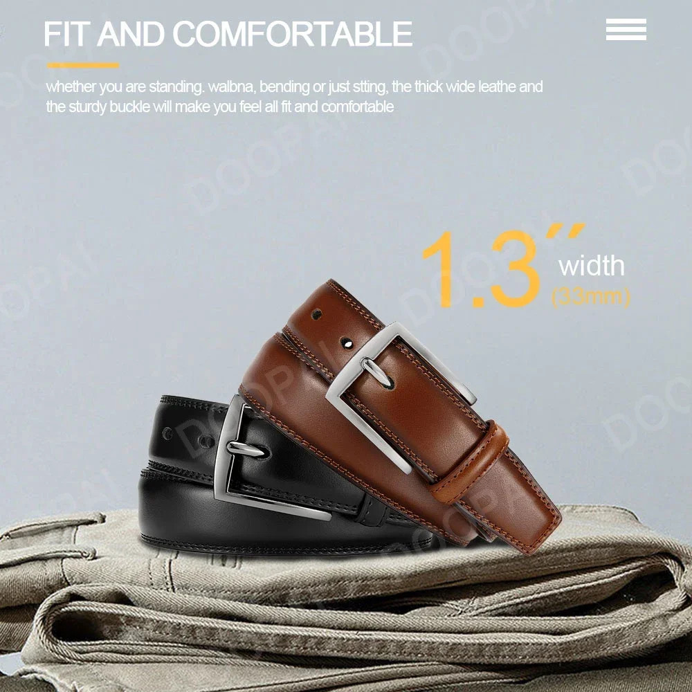 Men Belts Leather LONG Large Pin Buckle Metal Automatic Buc view 5