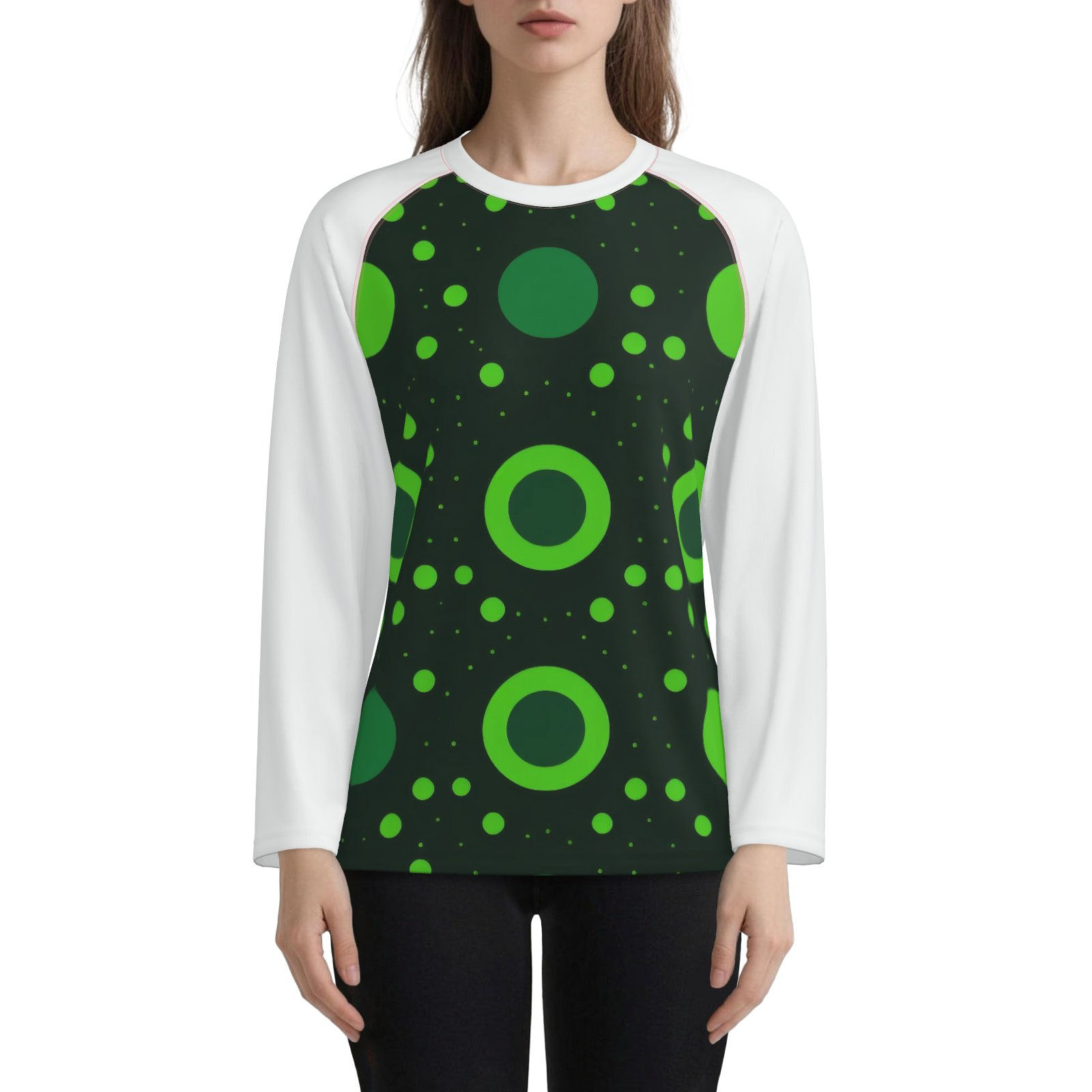 All-Over Print Women's UPF50+ Pink Stitching Sutures Raglan Long SLeeve Tee
