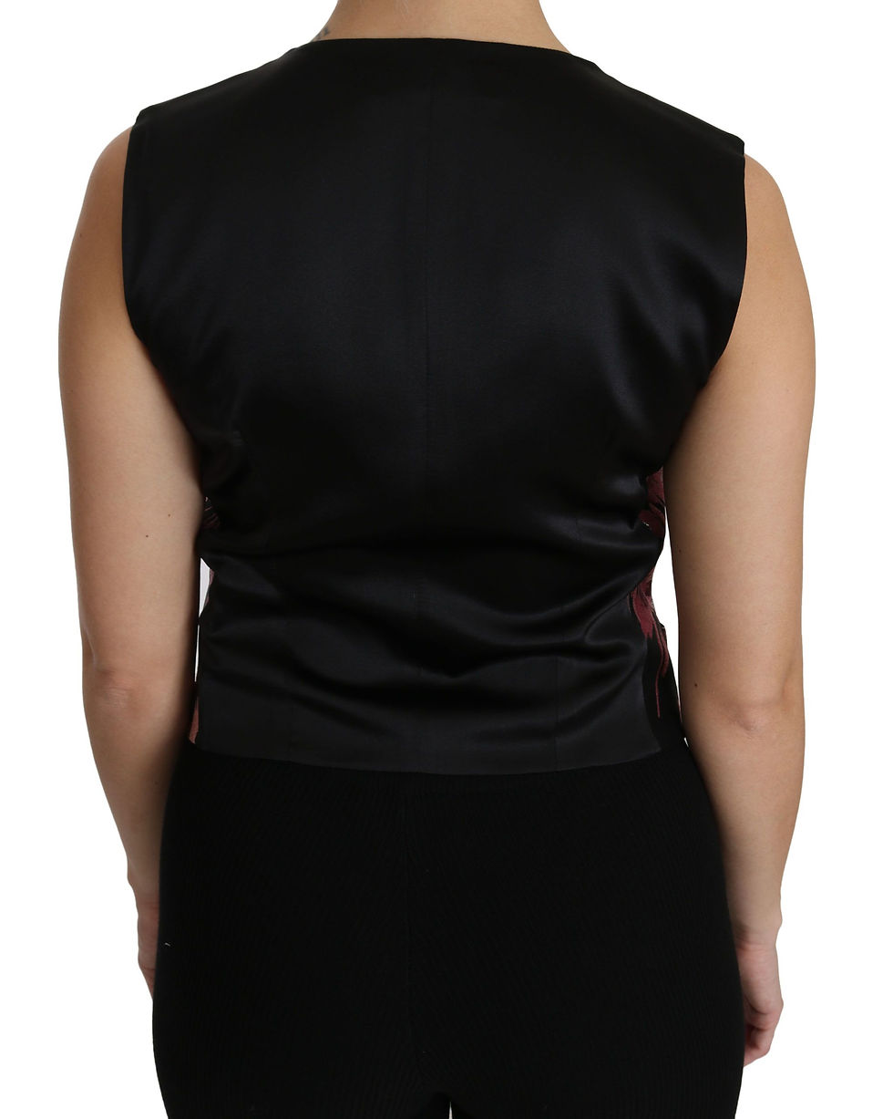 Thumbnail: Elegant Floral Brocade Plunging Vest Top