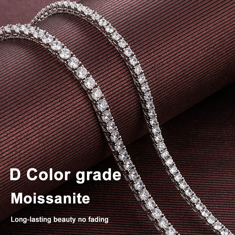 Thumbnail: KNOBSPIN 925 Sterling Silver Moissanite Tennis Necklace for Women Real 4mm Diamo