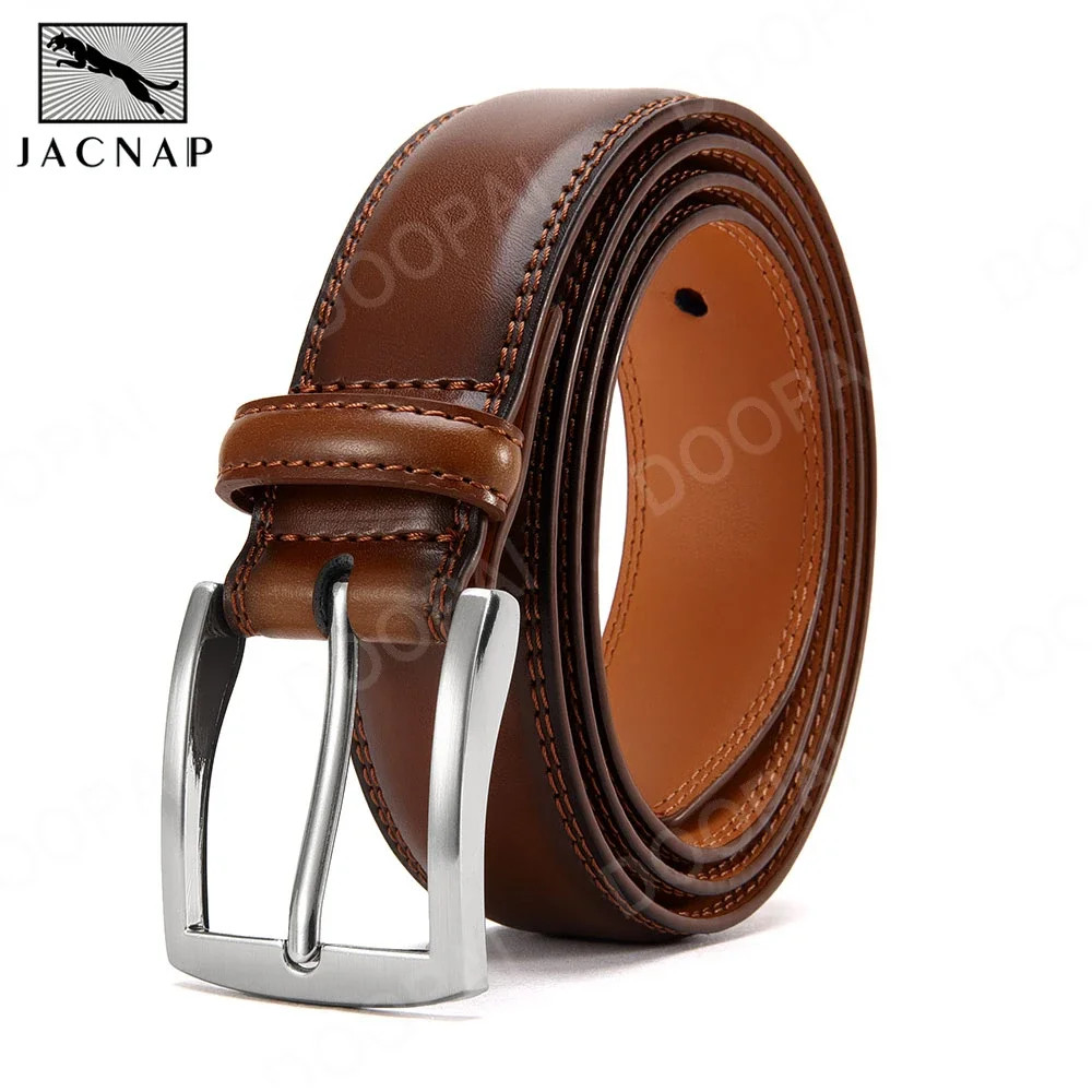 Men Belts Leather LONG Large Pin Buckle Metal Automatic Buc