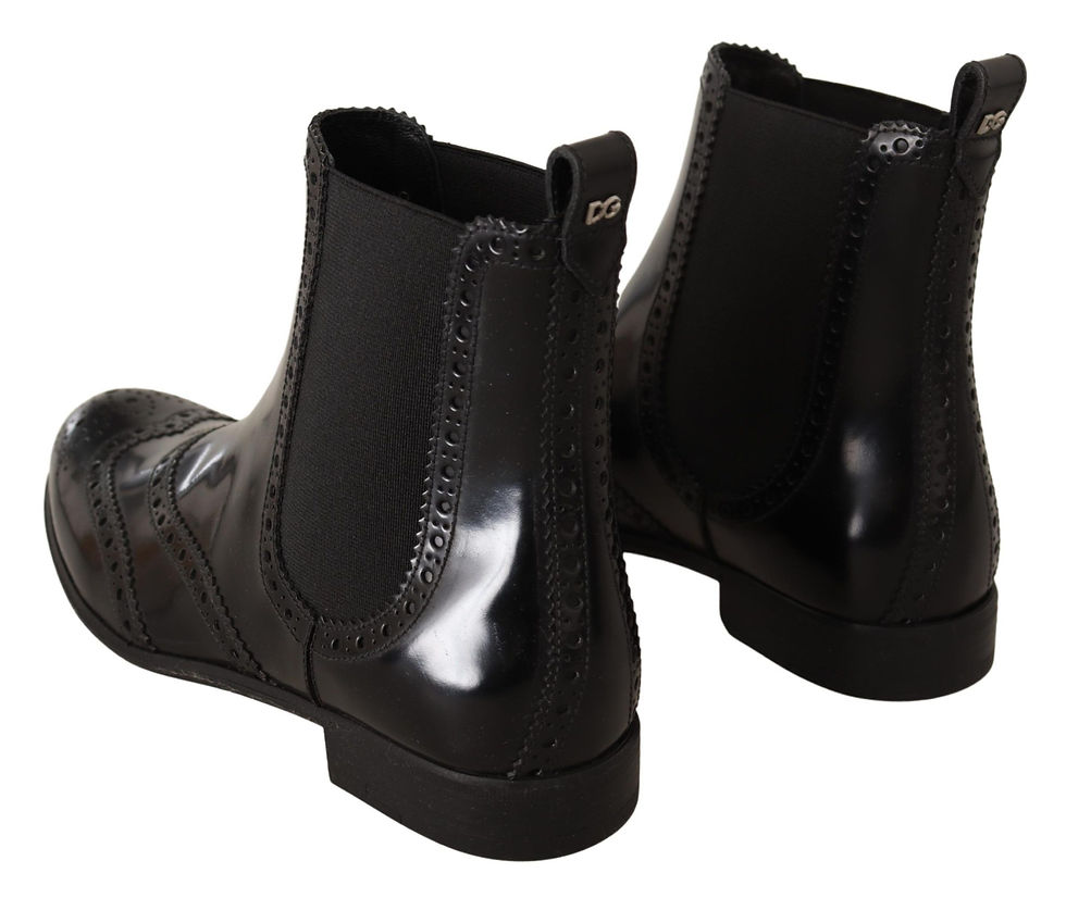 Thumbnail: Elegant Black Ankle Wingtip Oxford Boots