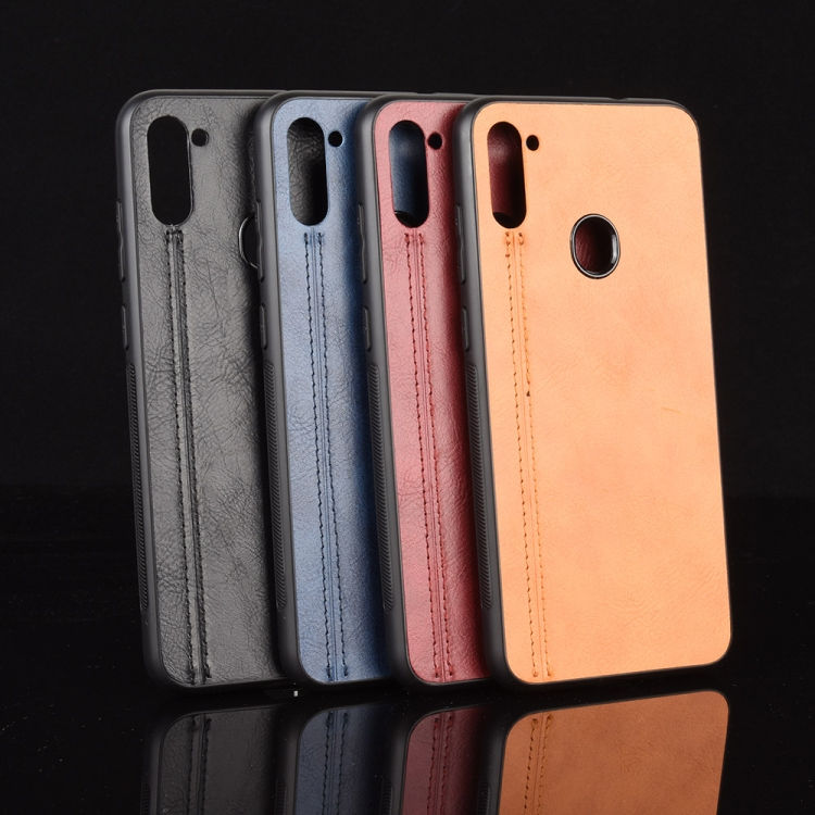 Thumbnail: For Galaxy M11 Shockproof Sewing Cow Pattern Skin PC + PU + TPU Case