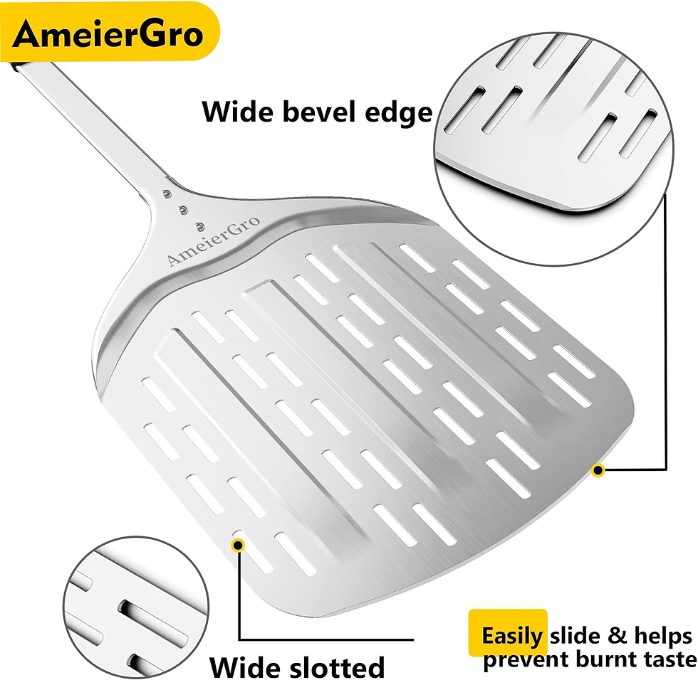 Thumbnail: 12" Perforated Pizza Peel, Long Handle(31") Anodised Aluminum Pizza Spatula Padd
