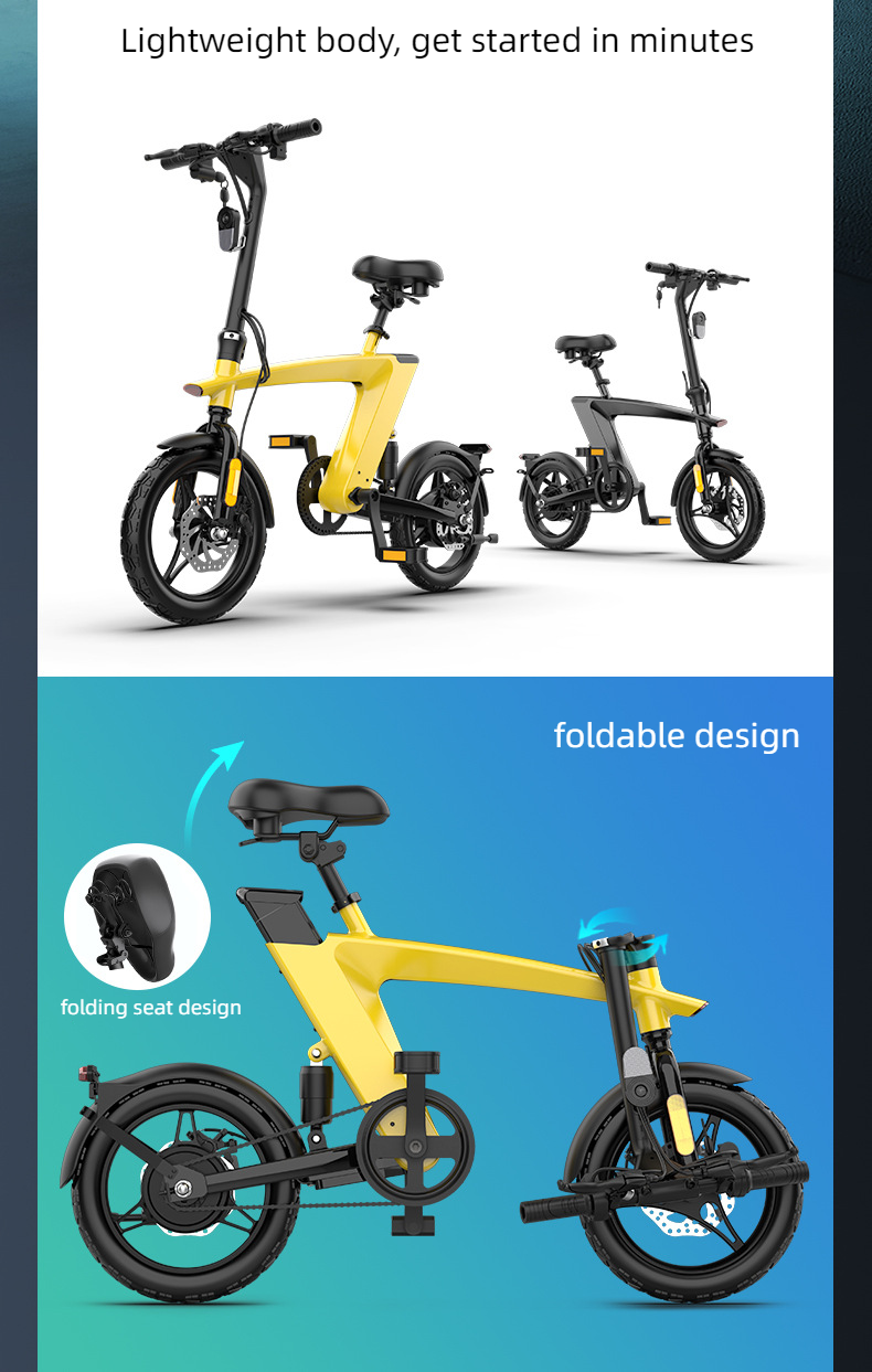 Thumbnail: KAIXIN H1 Foldable Electric Bike 250W 36V 10AH 14 Inches Tire Electric Bike With