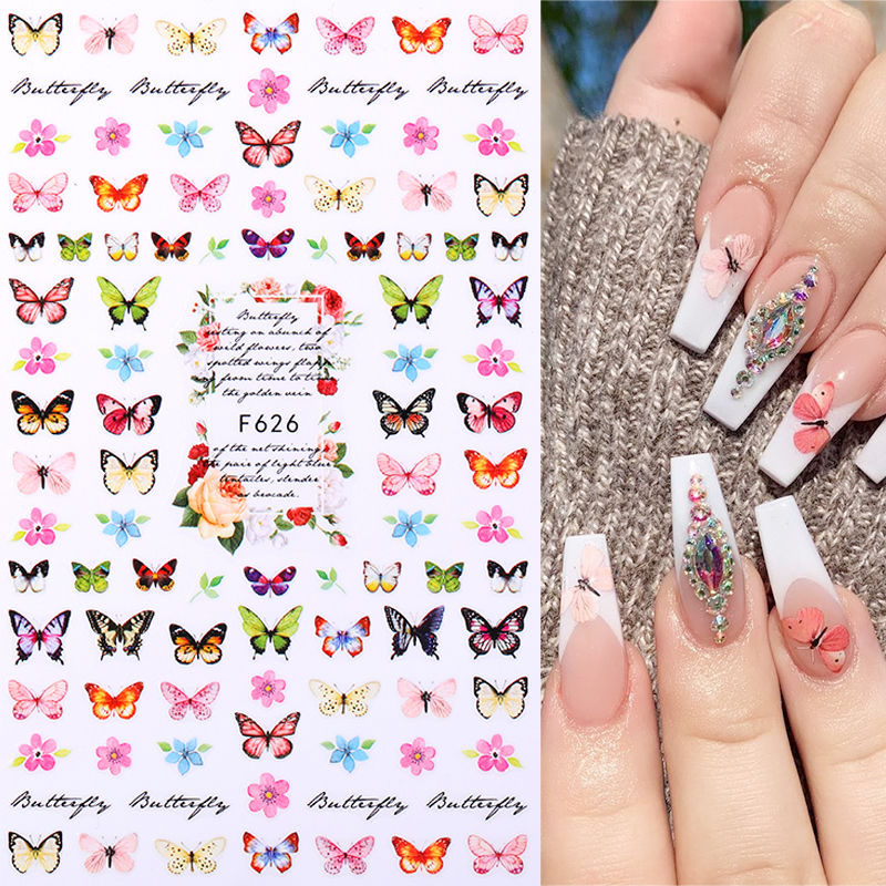 Thumbnail: 1PCS 3D Laser Heart Letter Nail Sticker Nail Art Decoration Flower Star Nail Acc