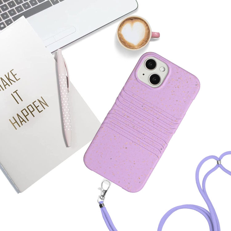 Thumbnail: Wheat Straw Material Degradable TPU Phone Case with Lanyard