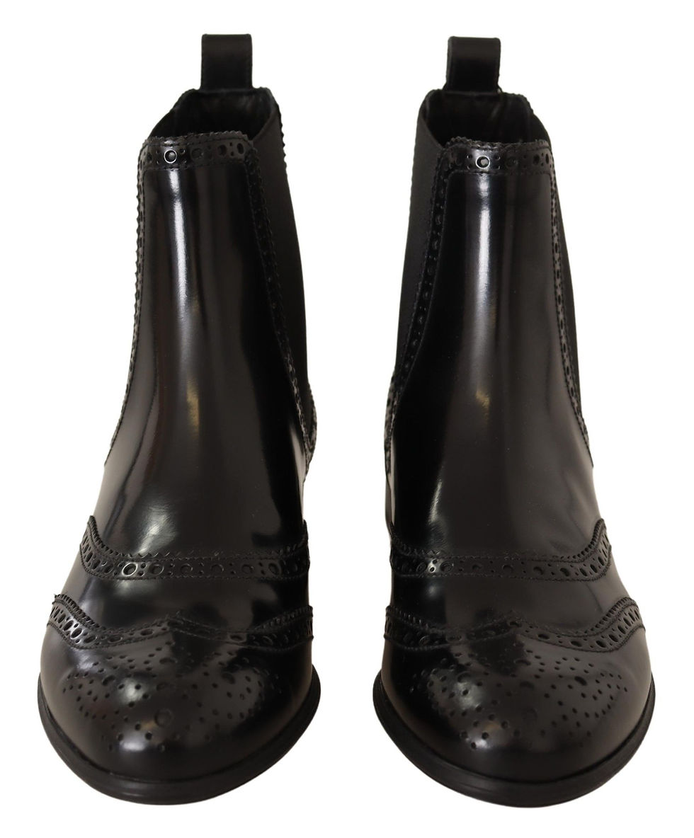 Thumbnail: Elegant Black Ankle Wingtip Oxford Boots