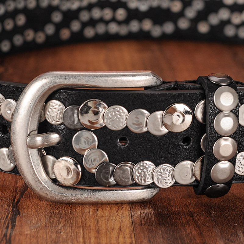 Women Belt Punk Pin Buckle Vintage Rivets Lady'S Leather view 5