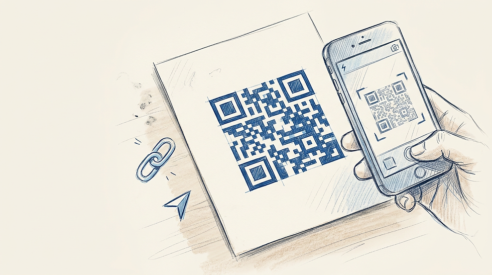 A QR code on a printed page ready for digital scanning.