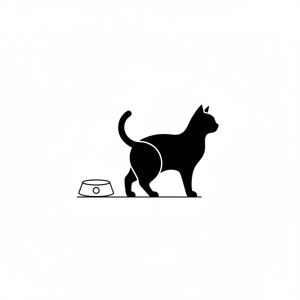 A minimalist wide landscape composition 16 9 featuring a single stylized silhouette of a healthy cat