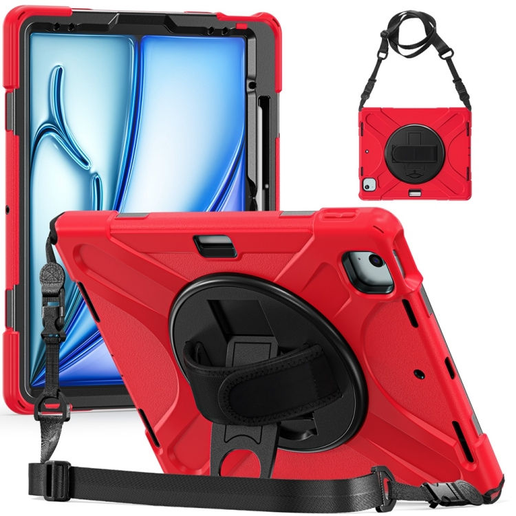 Thumbnail: Rotatable Holder Silicone Hybrid PC Tablet Case with Shoulder Strap