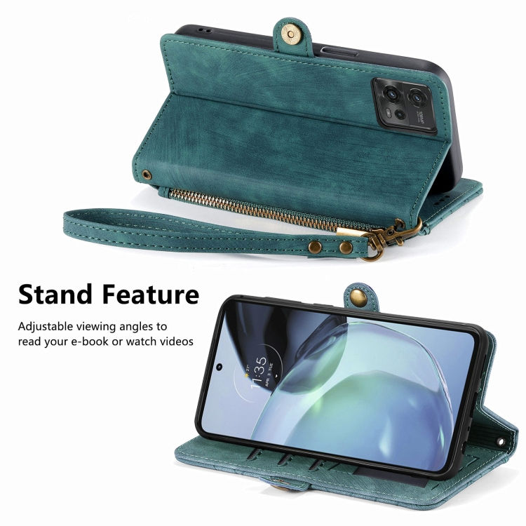 Thumbnail: Geometric Zipper Wallet Side Buckle Leather Phone Case
