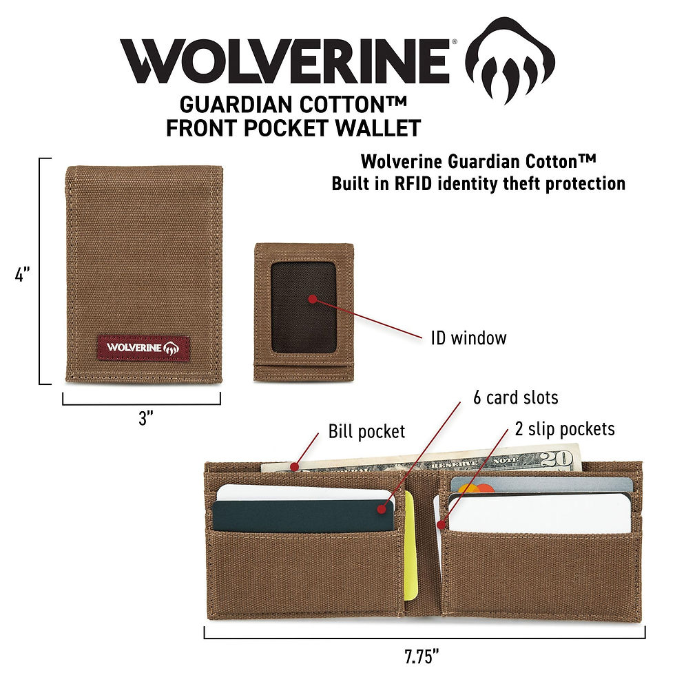 Thumbnail: WOLVERINE Men's RFID Blocking Rugged Front Pocket Wallet (Avail Canvas Or Lea...