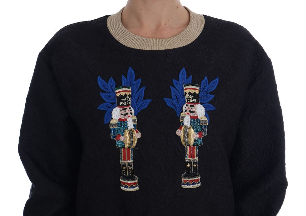 Thumbnail: Enchanted Sequined Black Brocade Sweater