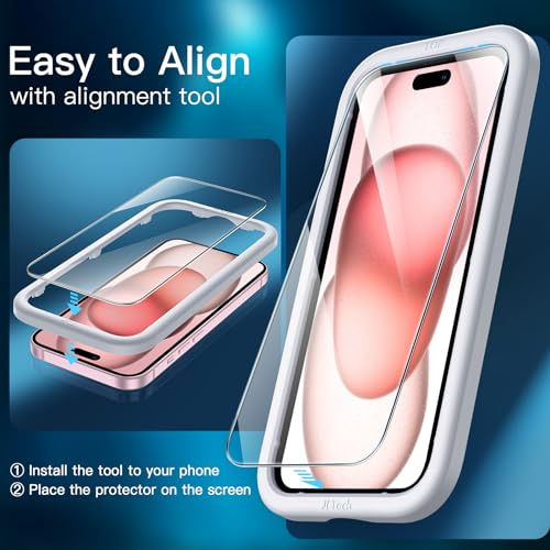 Thumbnail: JETech Screen Protector for iPhone 15 6.1-Inch, Tempered Glass Film with Easy In