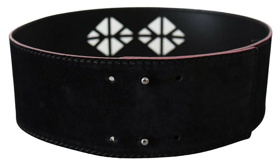 Thumbnail: Elegant Wide Leather Fashion Belt with Metal Accents