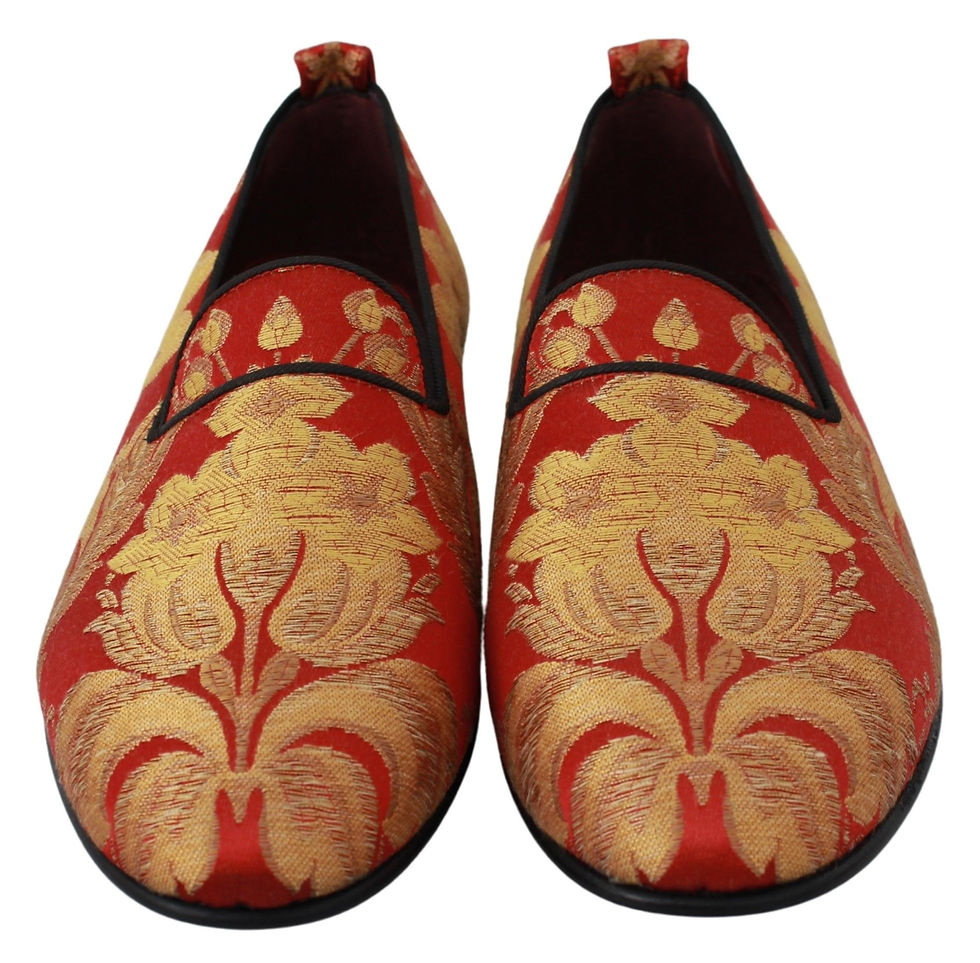 Thumbnail: Rose Gold Brocade Loafers Slide Flats