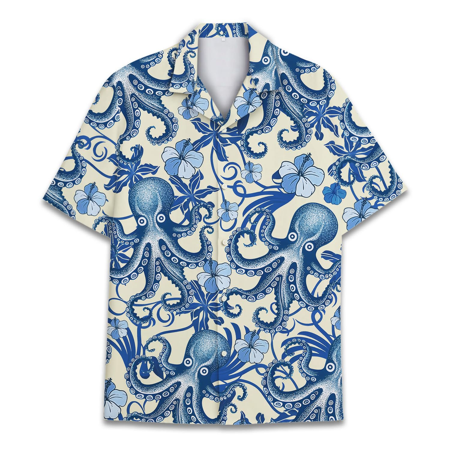Octopus Hawaiian Shirt Men Women Ocean Blue Octopus Shirt Men Summer Beach Aloha