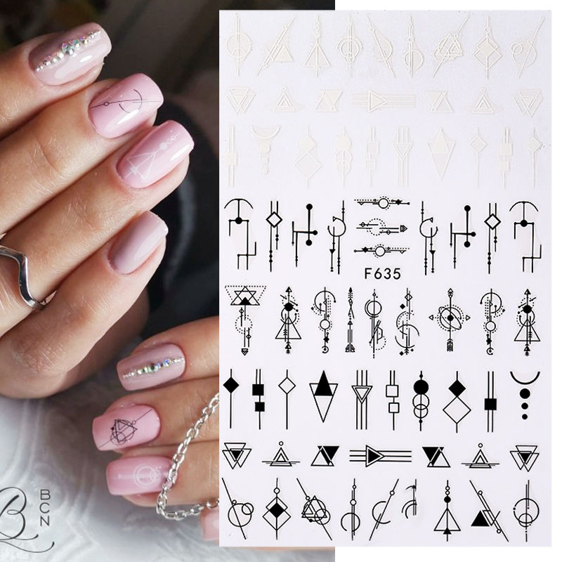 Thumbnail: 1PCS 3D Laser Heart Letter Nail Sticker Nail Art Decoration Flower Star Nail Acc