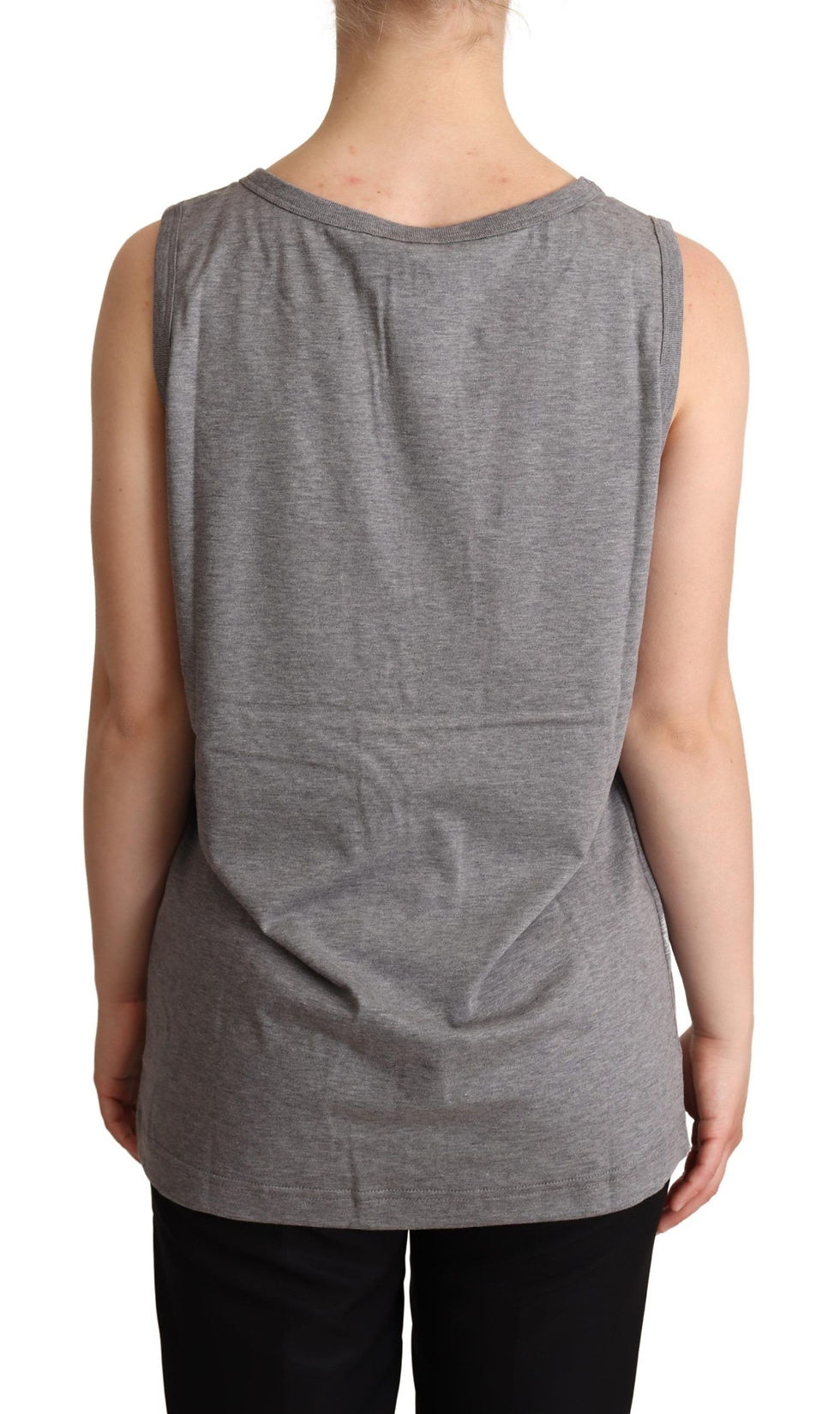 Thumbnail: Elegant Gray Cotton Jersey Sleeveless Tank
