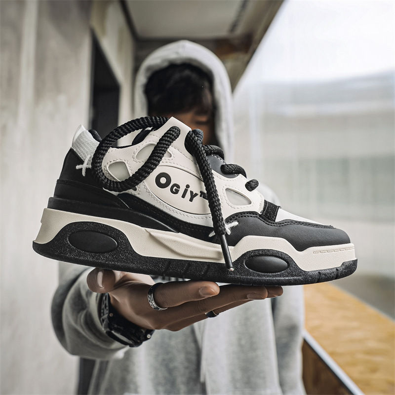 Thumbnail: 2023 New Couple Lace-up Bread Shoes Men's Net Celebrity Street Platform Heighten