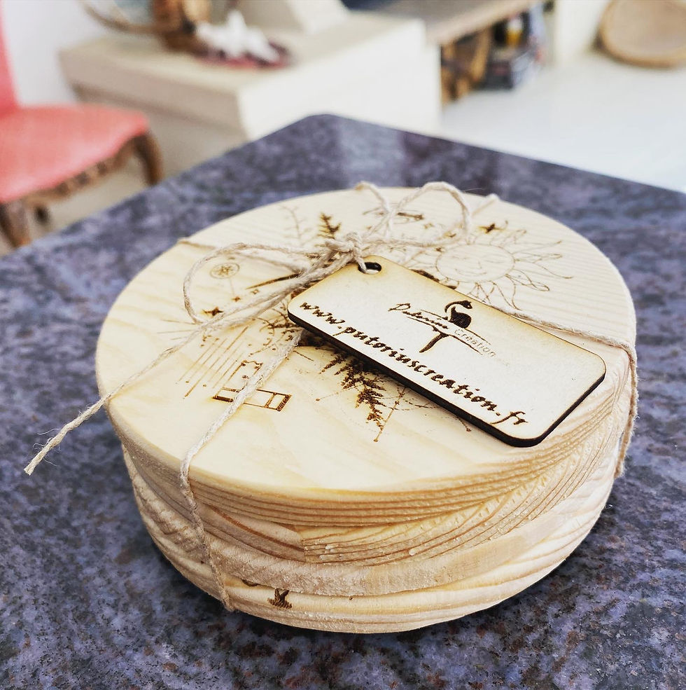 Miniature : 4 Sous-verre Bois Gibiers