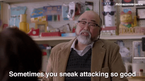 White man with glasses and beard saying "sometimes you sneak attacking so good you not even know you sneak attacking!"