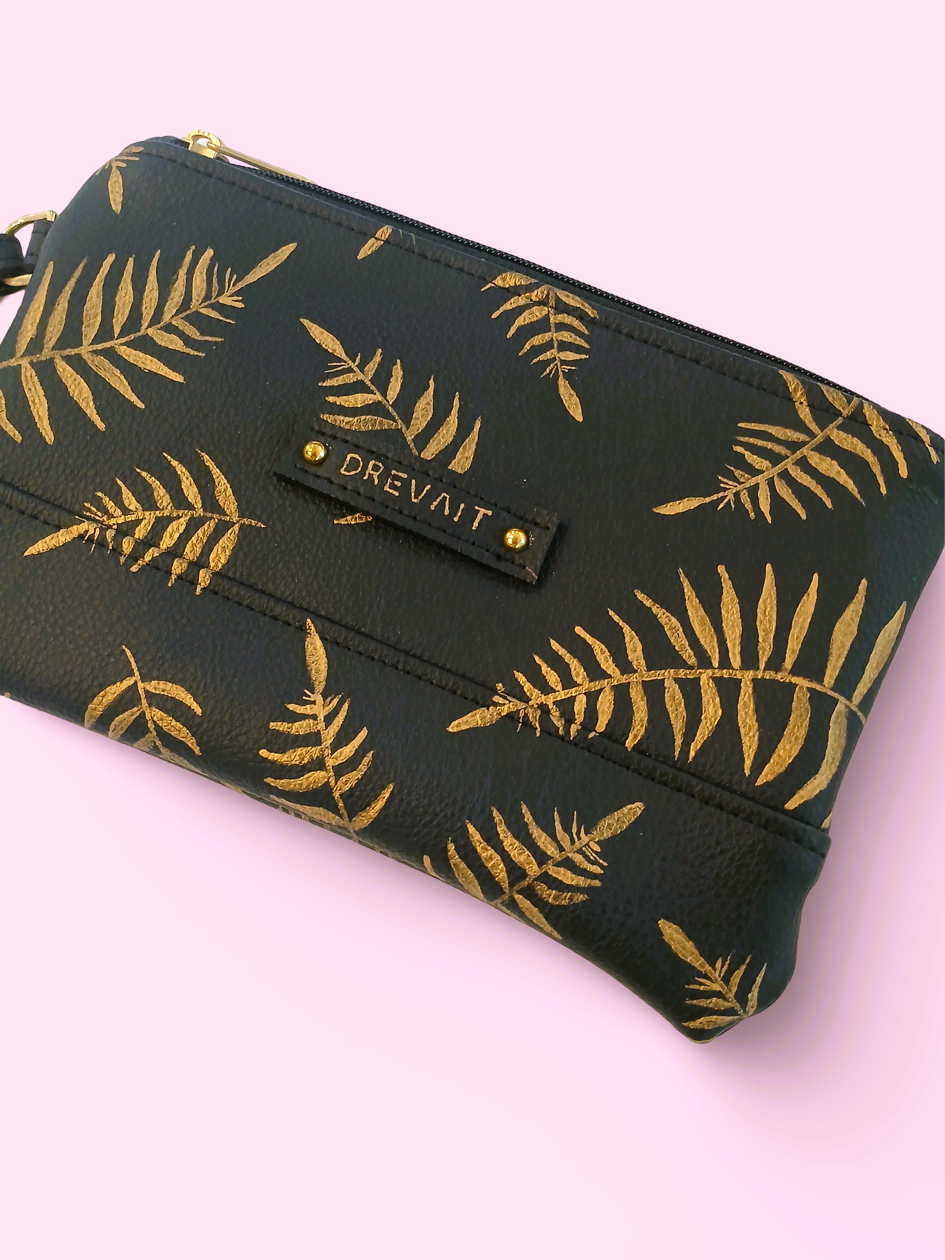 Handpainted Wristlet - Gold Leaf (MADE ON ORDER)