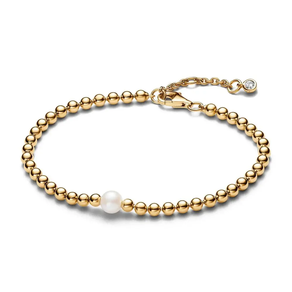 Gold* Treated Freshwater Cultured Pearl & Beads Bracelet
