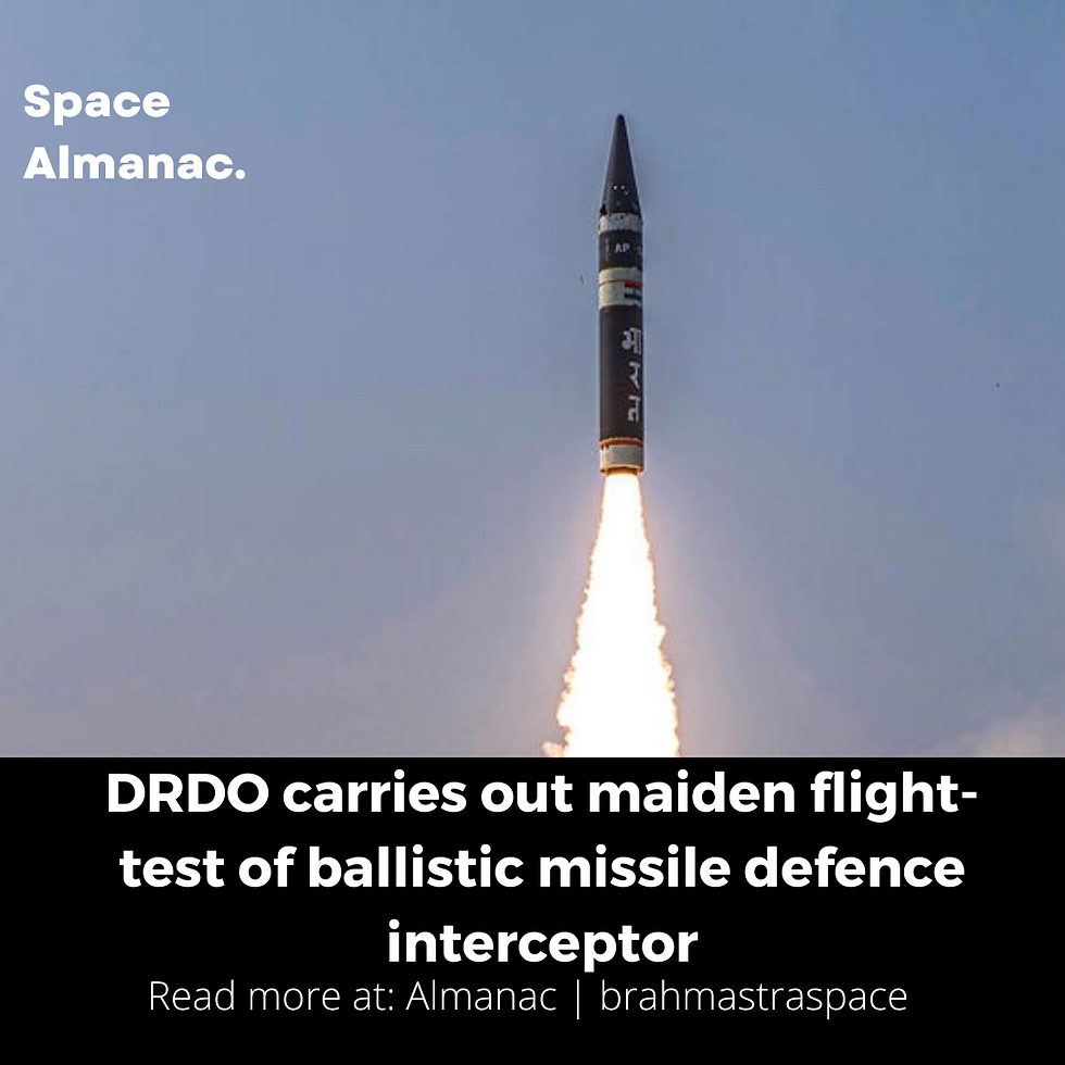 DRDO carries out maiden flight-test of ballistic missile defence interceptor....
