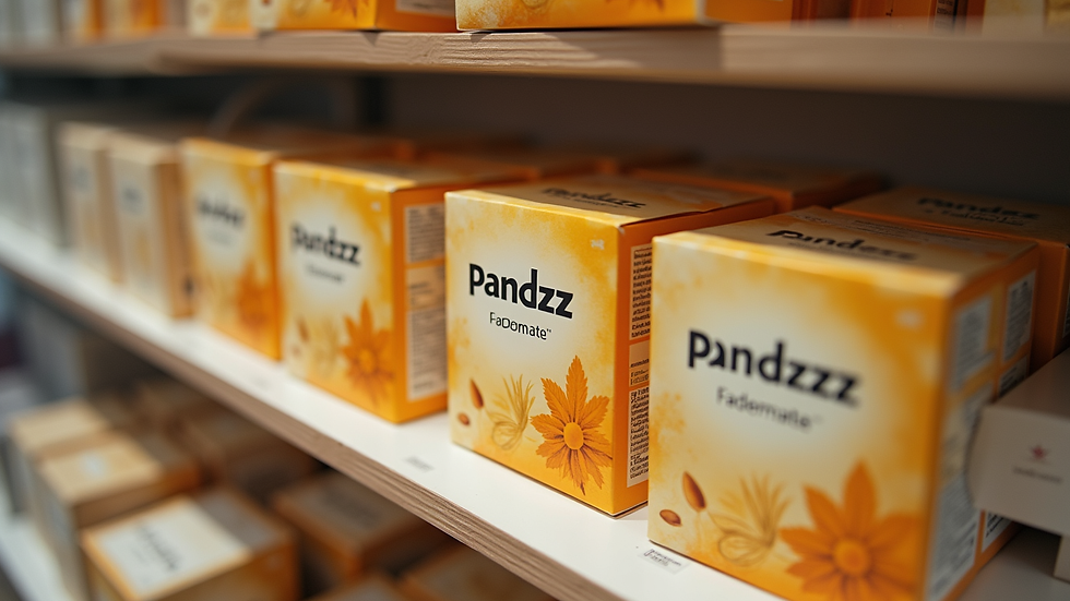 Eye-level view of a retail shelf displaying Pandzzz Fademate boxes