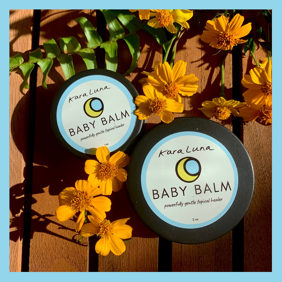 Para Luna Baby Balm jars with flowers