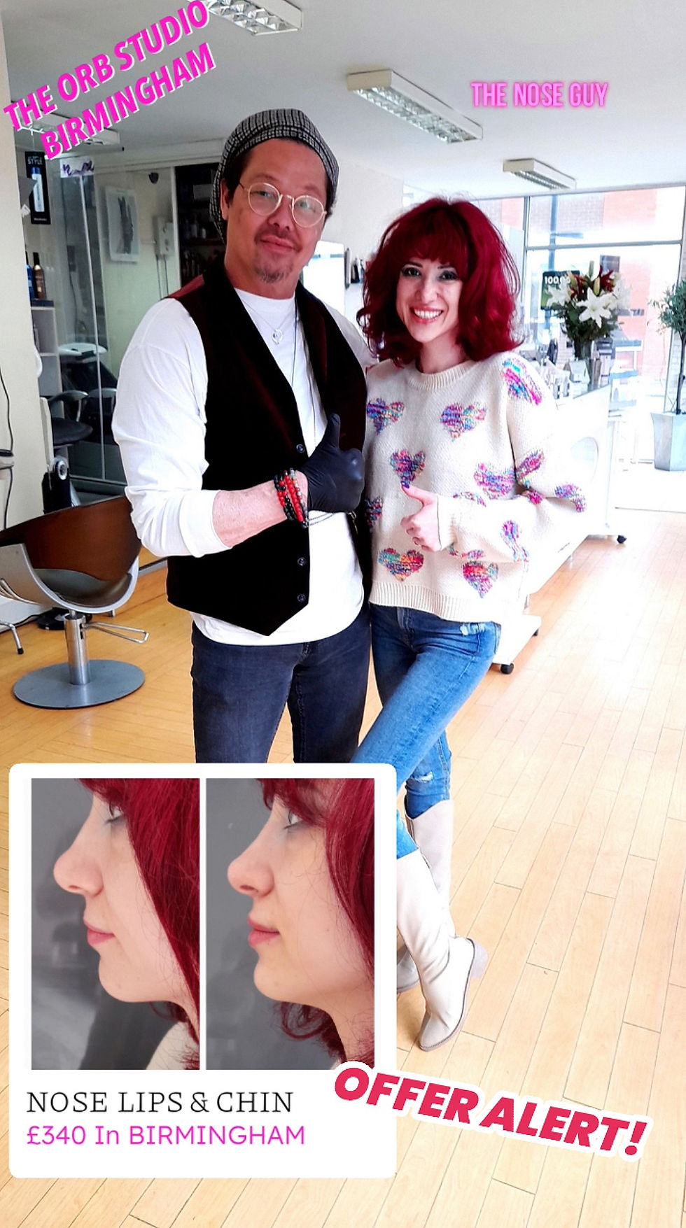 Non surgical with filler rhinoplasty nose job in Northampton Birmingham and London Studio