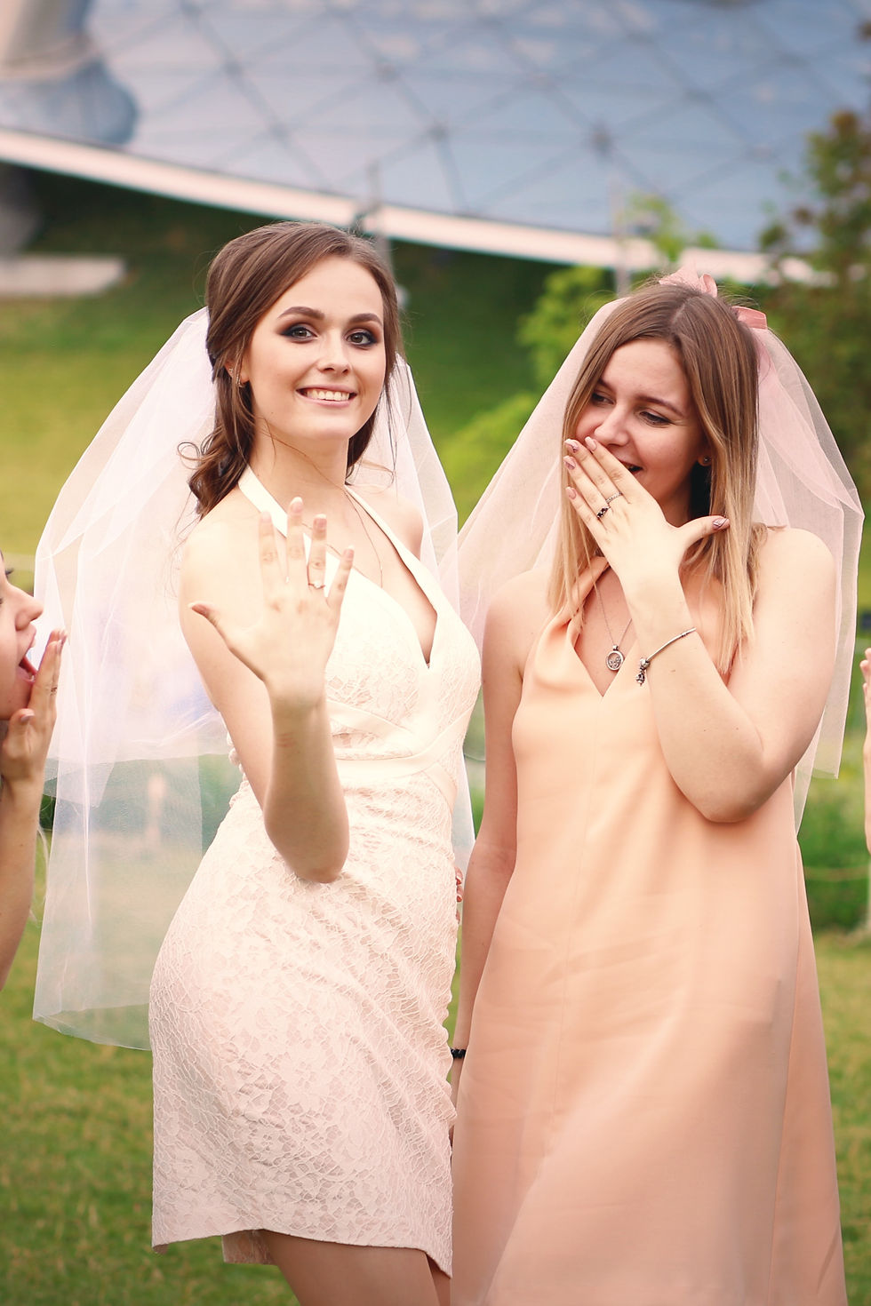 A bride showing off her ring