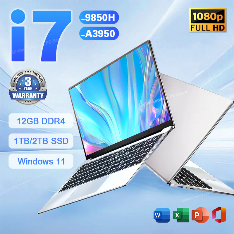 2026 Laptop Core i7 9850H A3950 Portable Laptops Windows 11 Pro 16GB RAM 1TB SSD