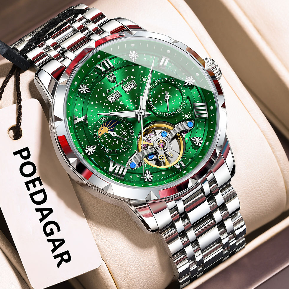 Thumbnail: POEDAGAR Luxury Men's Watch – Waterproof Stainless Steel Chronograph