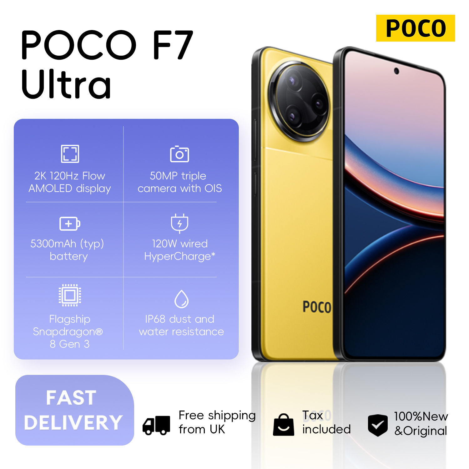 POCO F7 Ultra 5G 16+512GB Global Version 2K 120Hz AMOLED Dispaly Flagship Snapdr