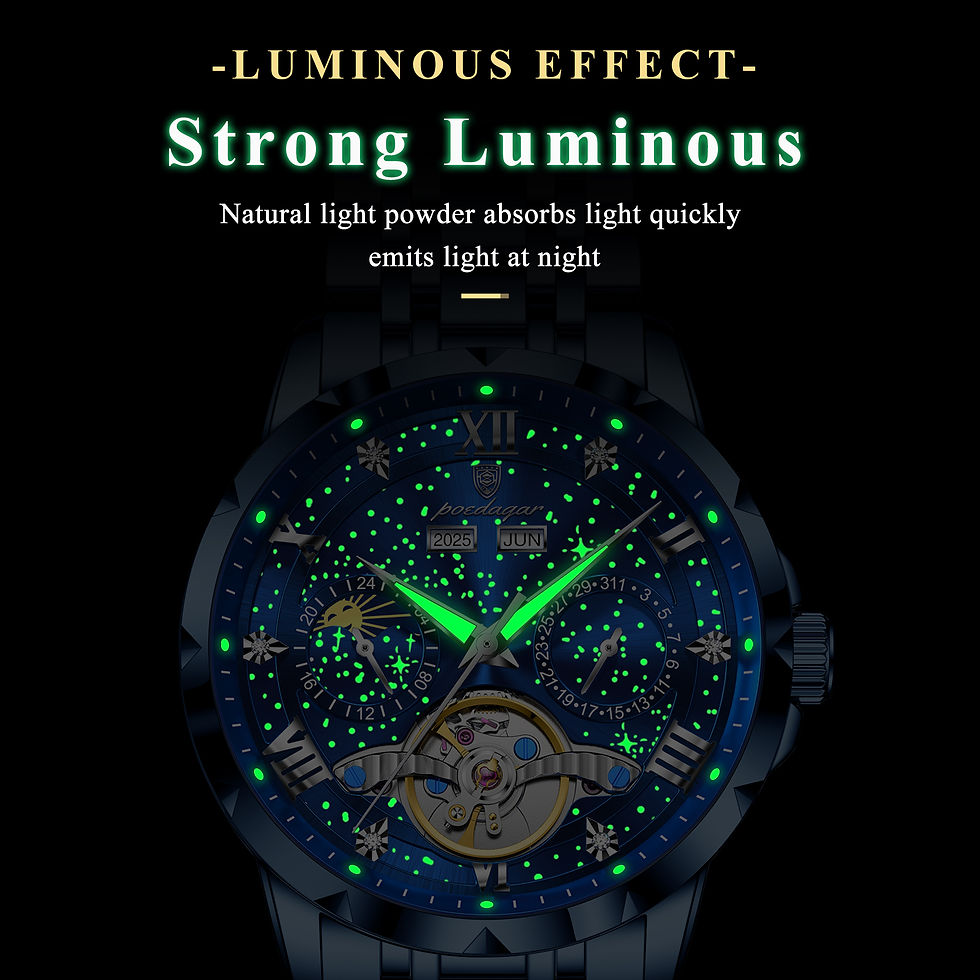 Thumbnail: POEDAGAR Luxury Men's Watch – Waterproof Stainless Steel Chronograph