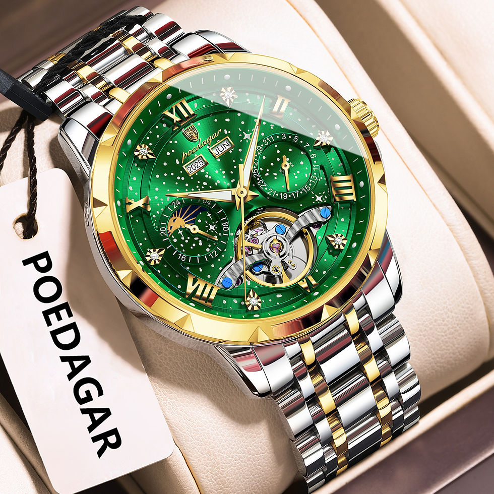 Thumbnail: POEDAGAR Luxury Men's Watch – Waterproof Stainless Steel Chronograph