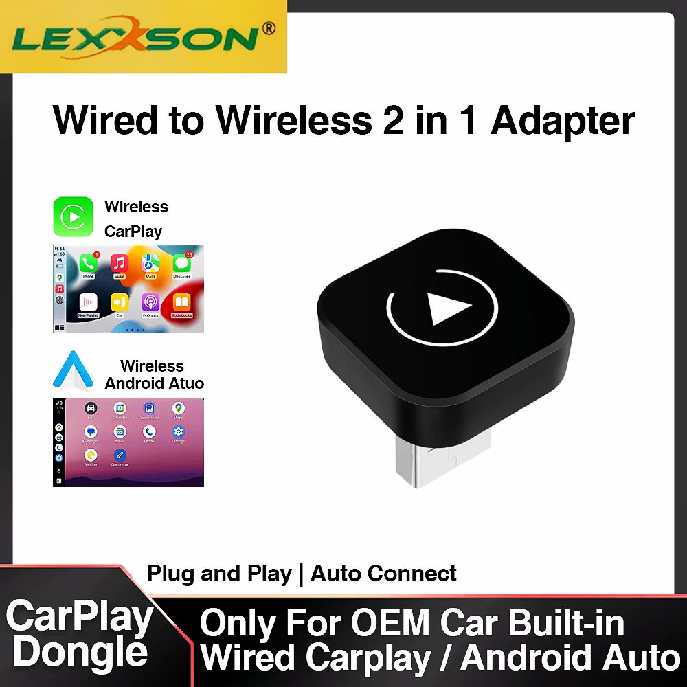 2-in-1 Wireless CarPlay & Android Auto Adapter – Plug & Play Smart Car Dongle