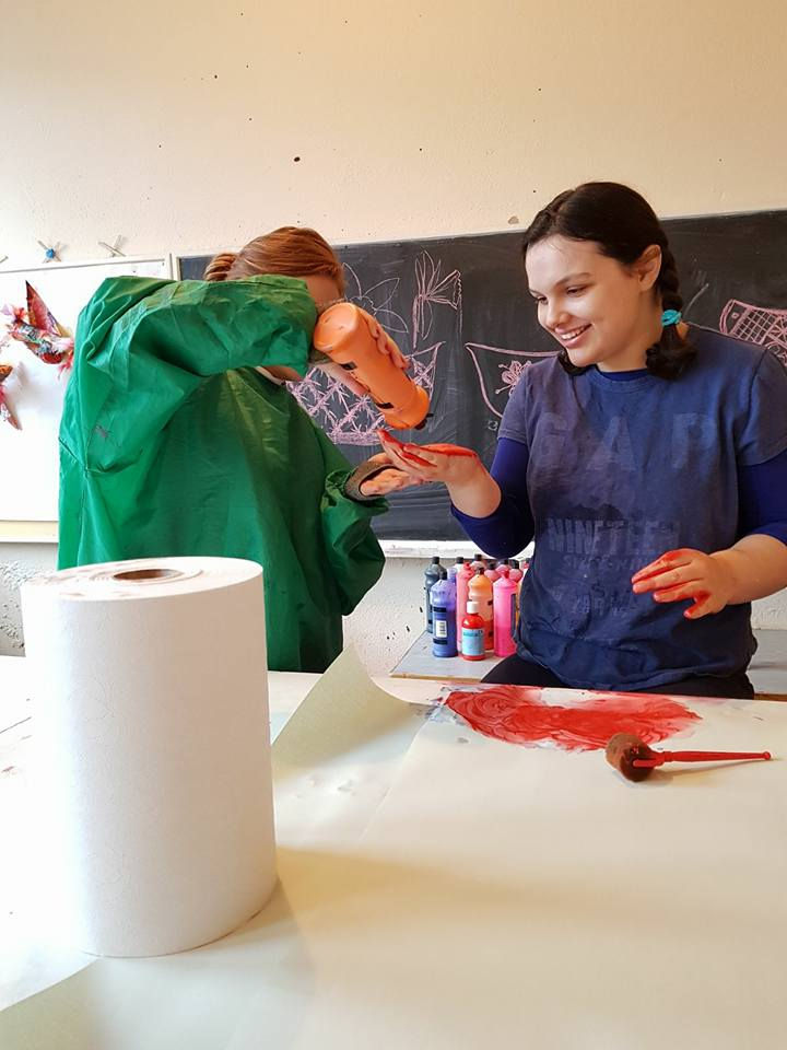 Emma enjoying art class