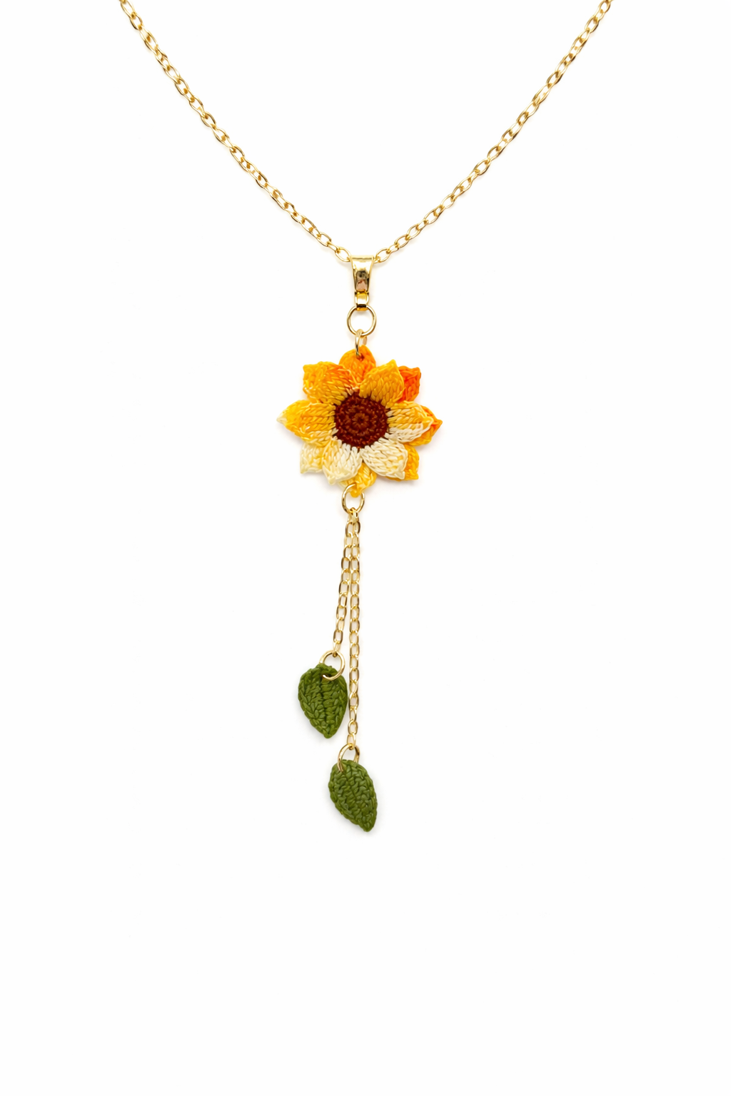 Micro-crochet Sunflower Necklace- Single