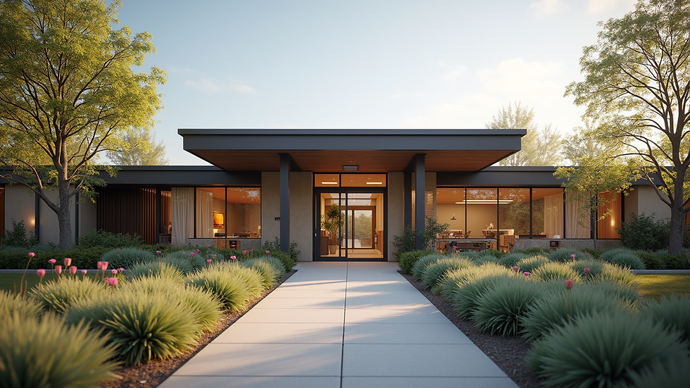 Eye-level view of a community health center with a welcoming entrance