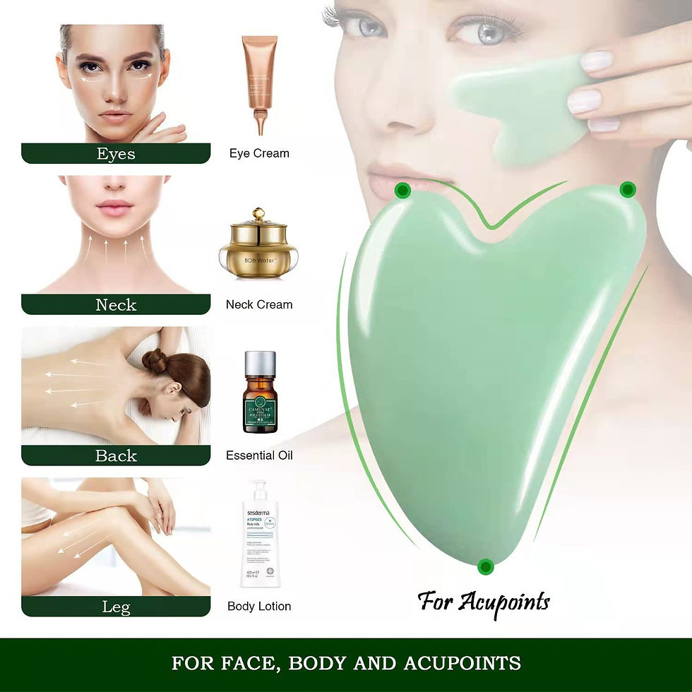 Thumbnail: Gua Sha Facial Tool - Jade Stone Massager for Spa Acupuncture Therapy - Heart Sh