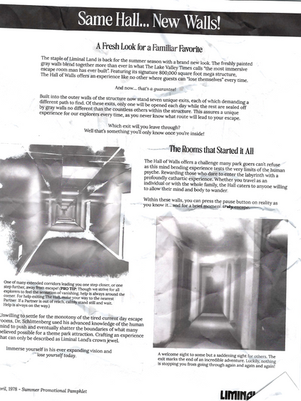 The Hall of Walls - Summer Pamphlet of 1978