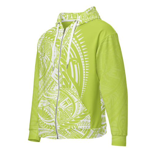 Hawai'i Wht on Bright Lime Unisex Premium zip hoodie | SHOP