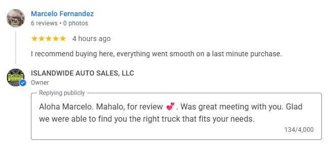 Google Customer Review Ford F-250 Diesel Flatbed