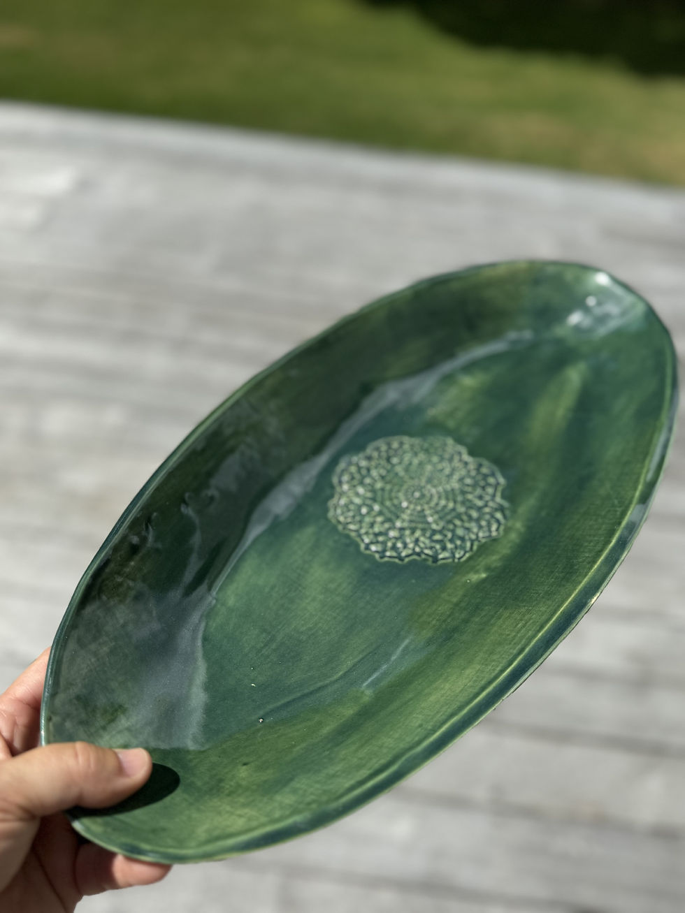 Large Oval Green Serving Dish